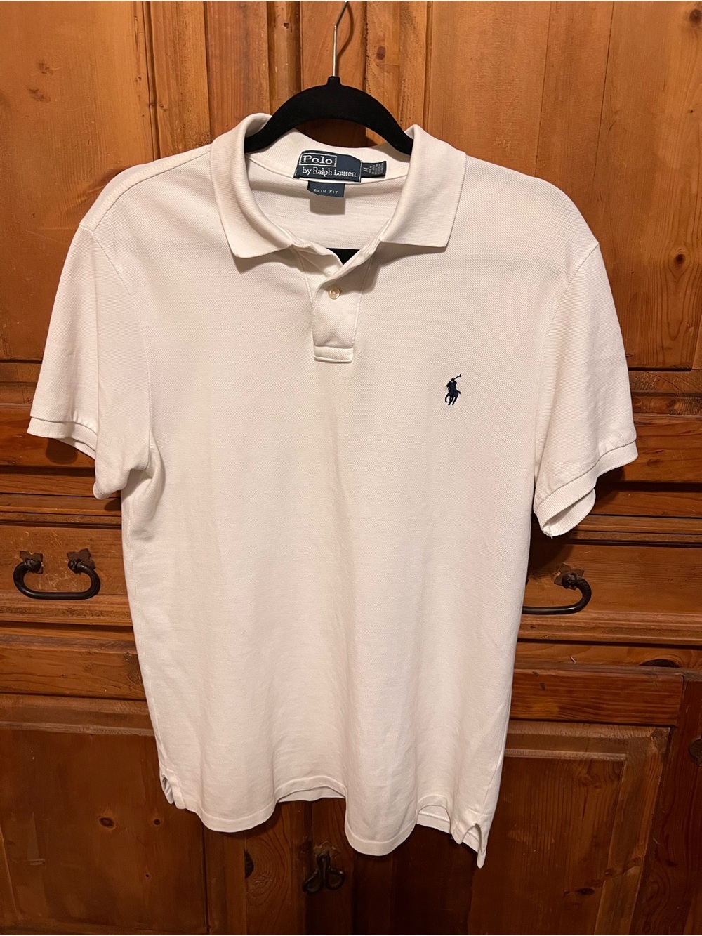 Ralph Lauren Men’s White Slim Fit Polo with Navy Pony